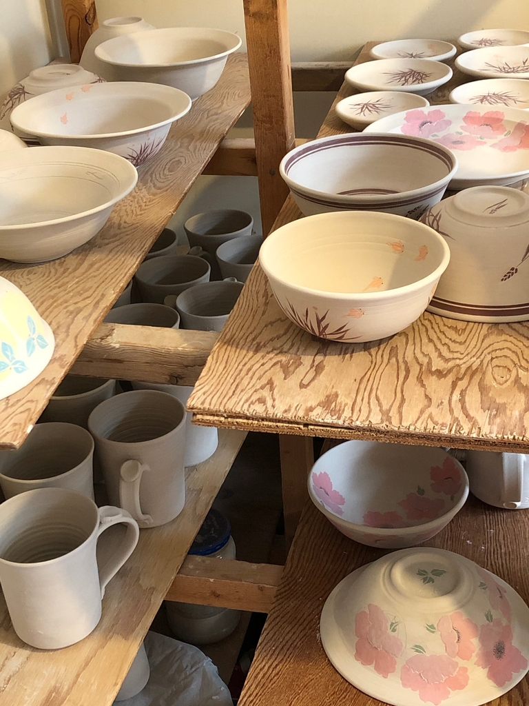 Bowls in progress for Empty Bowls 2021
