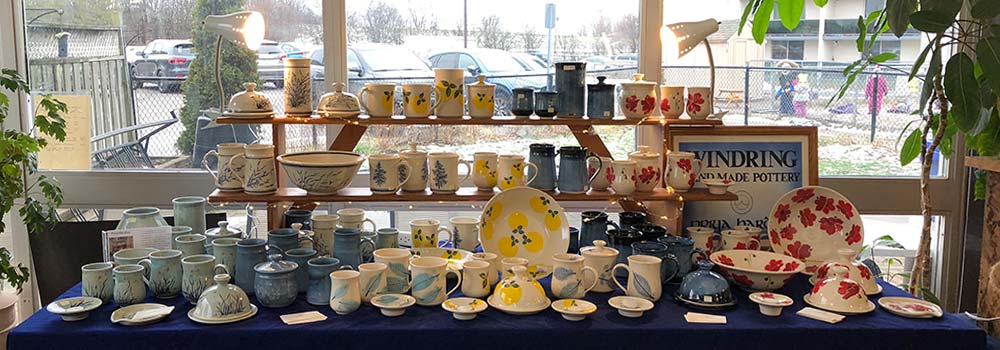 Windring Pottery table at the annual Kawartha Potters' Guild Holiday Show
