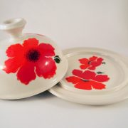 Red Poppy Butter Dish (open)