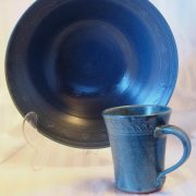Slate Blue Serving Bowl and Flare Mug